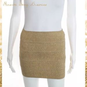 PLEASURE DOING BUSINESS Gold Glitter Pencil Skirt